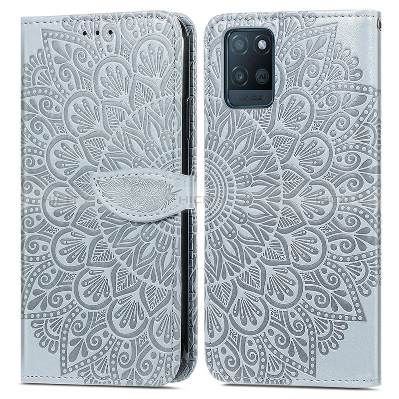 Coque Portefeuille Motif Fantaisie Livre Cuir Etui Clapet S04D pour Realme V11s 5G Gris Plus