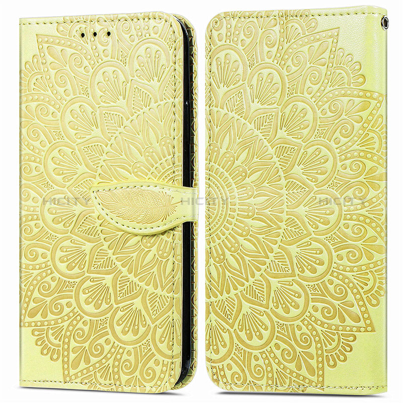 Coque Portefeuille Motif Fantaisie Livre Cuir Etui Clapet S04D pour Samsung Galaxy A02s Jaune Plus