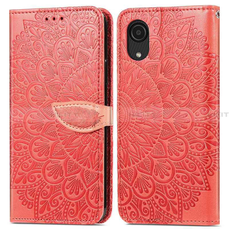 Coque Portefeuille Motif Fantaisie Livre Cuir Etui Clapet S04D pour Samsung Galaxy A03 Core Rouge Plus