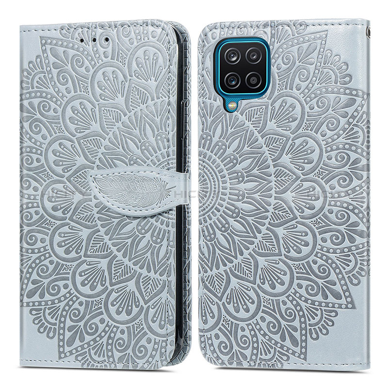 Coque Portefeuille Motif Fantaisie Livre Cuir Etui Clapet S04D pour Samsung Galaxy A12 Nacho Gris Plus