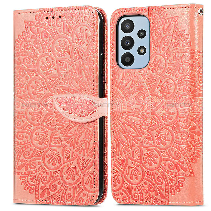 Coque Portefeuille Motif Fantaisie Livre Cuir Etui Clapet S04D pour Samsung Galaxy A23 5G Orange Plus