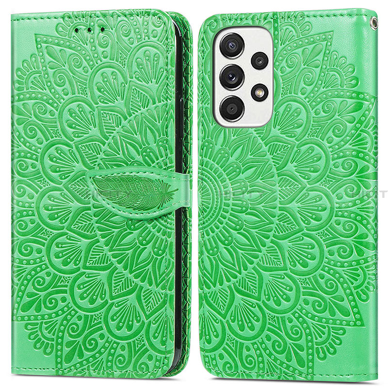 Coque Portefeuille Motif Fantaisie Livre Cuir Etui Clapet S04D pour Samsung Galaxy A33 5G Vert Plus