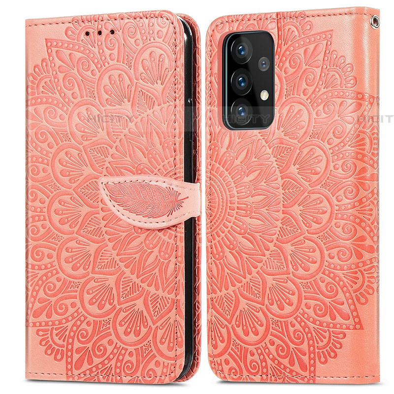 Coque Portefeuille Motif Fantaisie Livre Cuir Etui Clapet S04D pour Samsung Galaxy A52 4G Orange Plus
