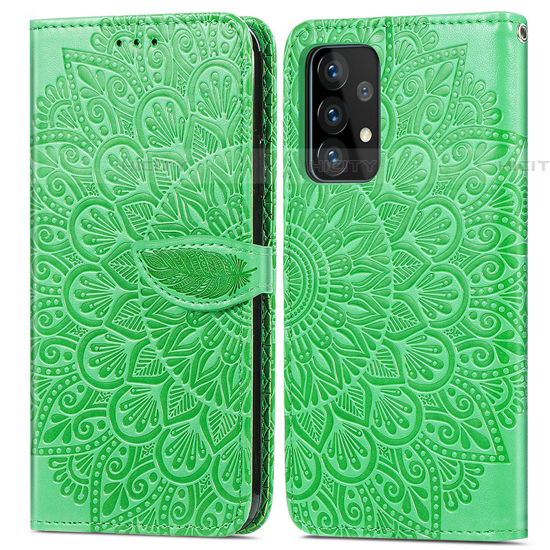 Coque Portefeuille Motif Fantaisie Livre Cuir Etui Clapet S04D pour Samsung Galaxy A52 4G Vert Plus