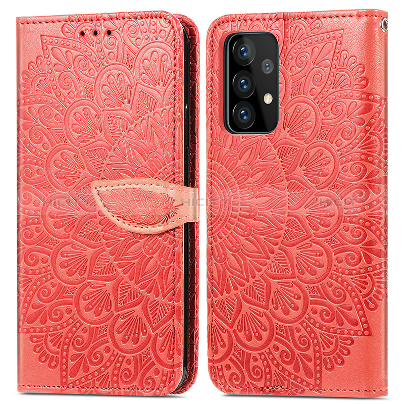 Coque Portefeuille Motif Fantaisie Livre Cuir Etui Clapet S04D pour Samsung Galaxy A52s 5G Rouge Plus