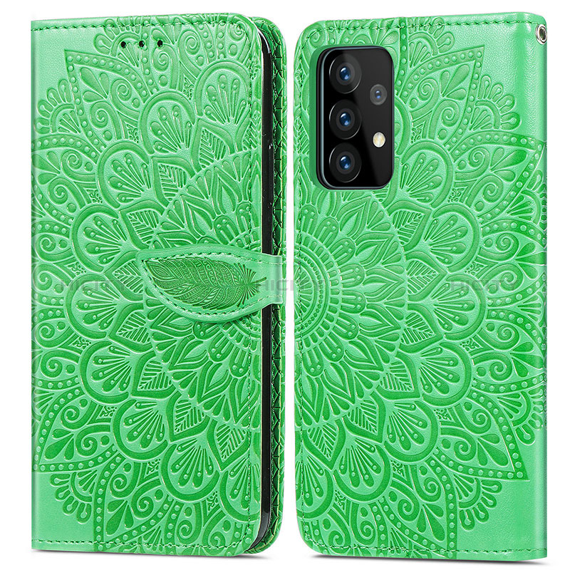 Coque Portefeuille Motif Fantaisie Livre Cuir Etui Clapet S04D pour Samsung Galaxy A52s 5G Vert Plus