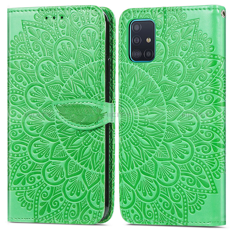 Coque Portefeuille Motif Fantaisie Livre Cuir Etui Clapet S04D pour Samsung Galaxy A71 4G A715 Vert Plus