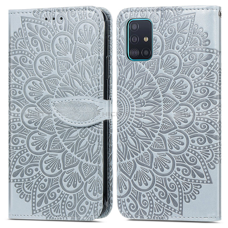 Coque Portefeuille Motif Fantaisie Livre Cuir Etui Clapet S04D pour Samsung Galaxy A71 5G Gris Plus