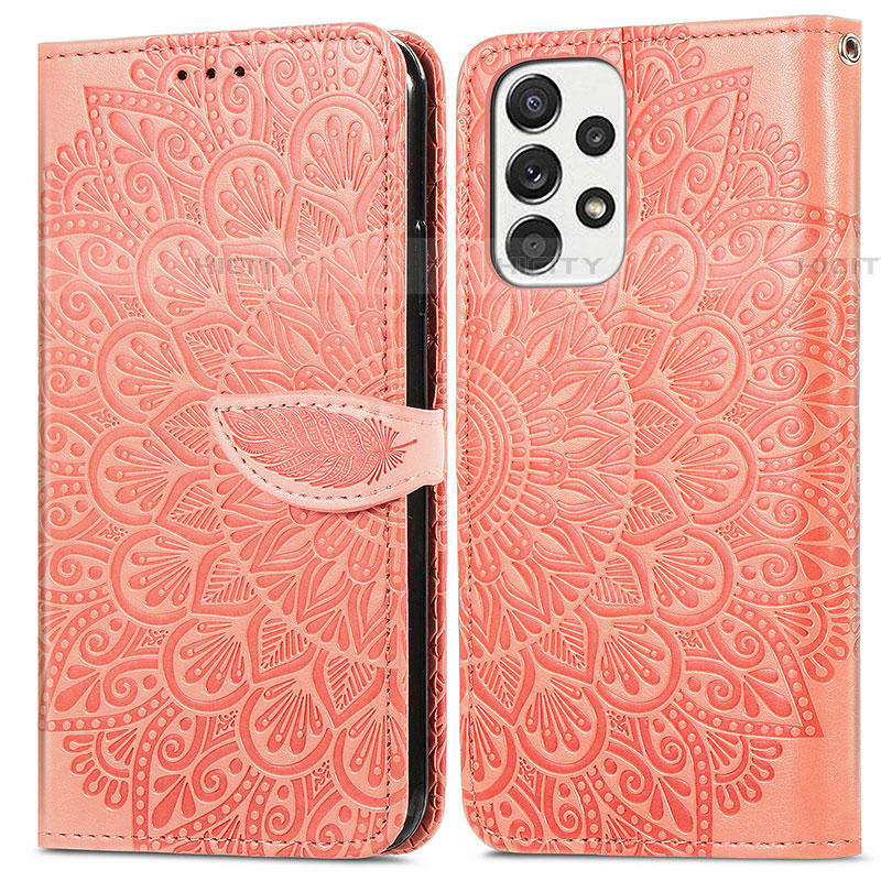 Coque Portefeuille Motif Fantaisie Livre Cuir Etui Clapet S04D pour Samsung Galaxy A73 5G Orange Plus