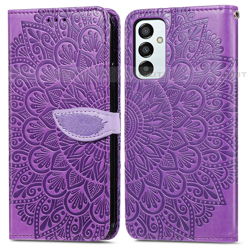Coque Portefeuille Motif Fantaisie Livre Cuir Etui Clapet S04D pour Samsung Galaxy F23 5G Violet Plus