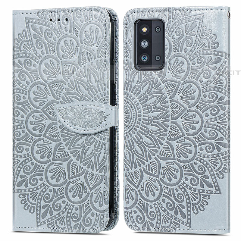 Coque Portefeuille Motif Fantaisie Livre Cuir Etui Clapet S04D pour Samsung Galaxy F52 5G Gris Plus