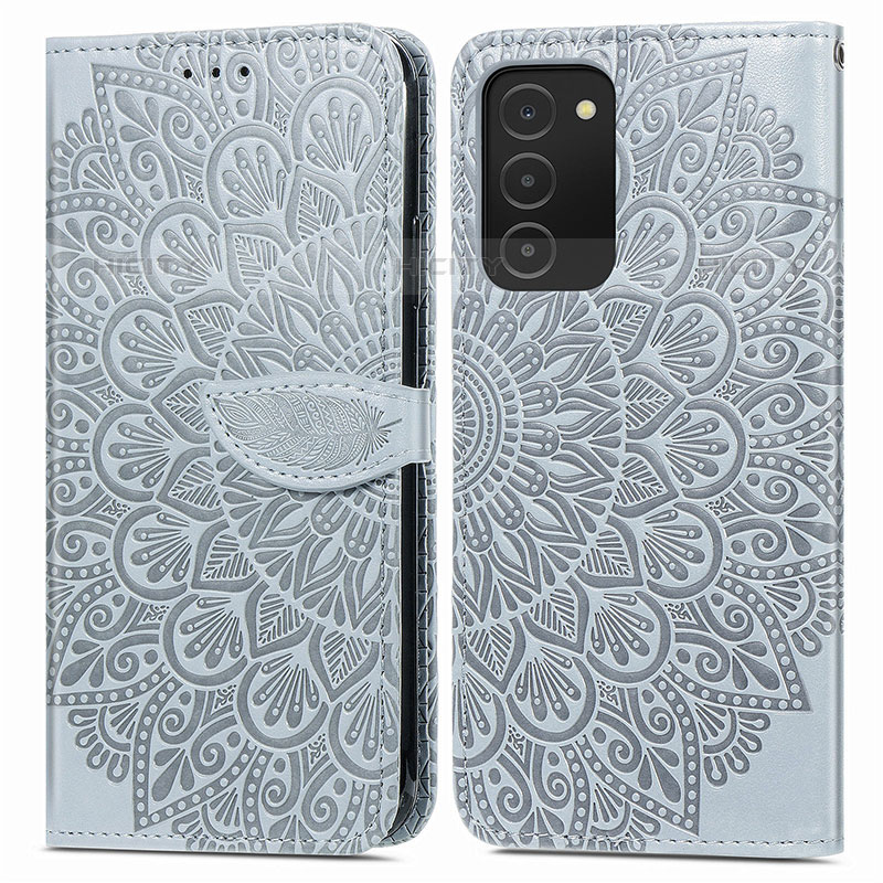 Coque Portefeuille Motif Fantaisie Livre Cuir Etui Clapet S04D pour Samsung Galaxy M02s Gris Plus