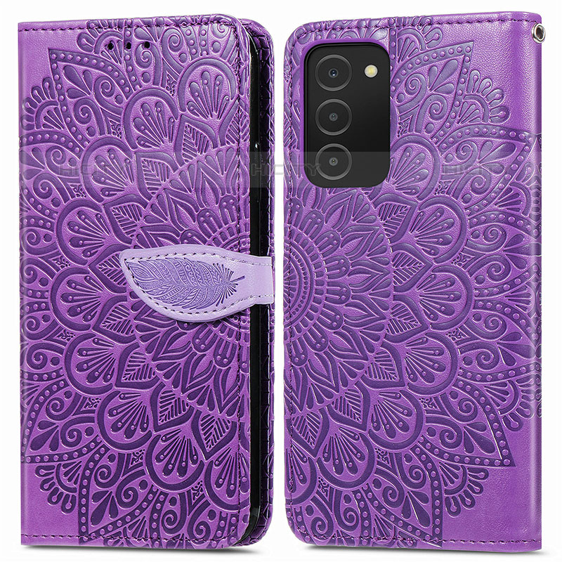 Coque Portefeuille Motif Fantaisie Livre Cuir Etui Clapet S04D pour Samsung Galaxy M02s Violet Plus