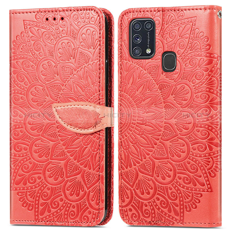 Coque Portefeuille Motif Fantaisie Livre Cuir Etui Clapet S04D pour Samsung Galaxy M21s Rouge Plus