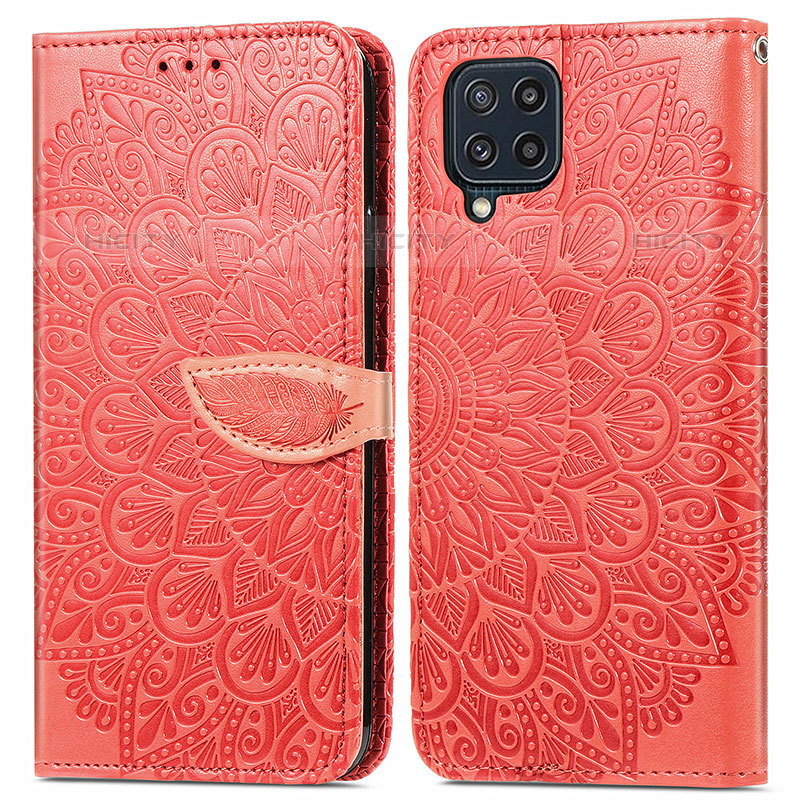 Coque Portefeuille Motif Fantaisie Livre Cuir Etui Clapet S04D pour Samsung Galaxy M32 4G Rouge Plus