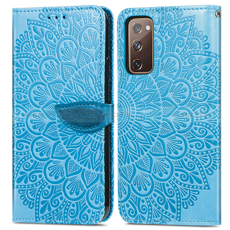 Coque Portefeuille Motif Fantaisie Livre Cuir Etui Clapet S04D pour Samsung Galaxy S20 FE (2022) 5G Bleu Plus