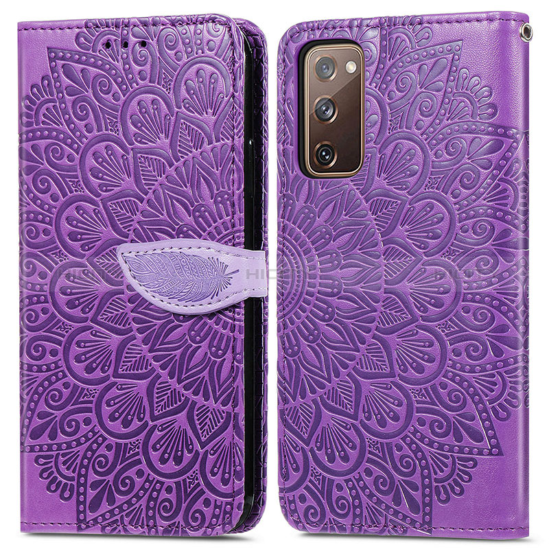 Coque Portefeuille Motif Fantaisie Livre Cuir Etui Clapet S04D pour Samsung Galaxy S20 FE (2022) 5G Violet Plus