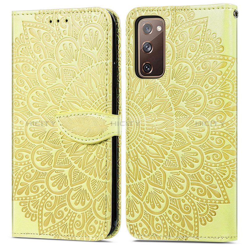 Coque Portefeuille Motif Fantaisie Livre Cuir Etui Clapet S04D pour Samsung Galaxy S20 FE 5G Jaune Plus