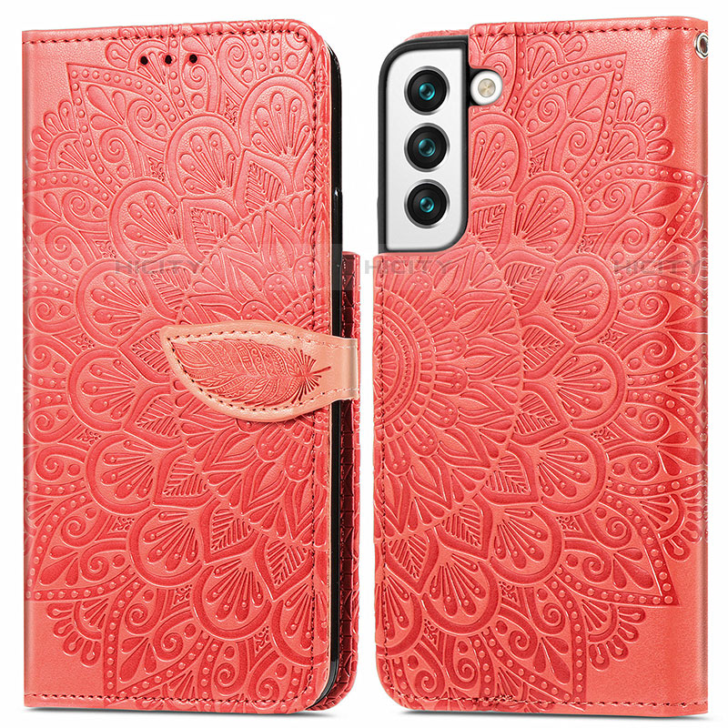 Coque Portefeuille Motif Fantaisie Livre Cuir Etui Clapet S04D pour Samsung Galaxy S21 5G Rouge Plus