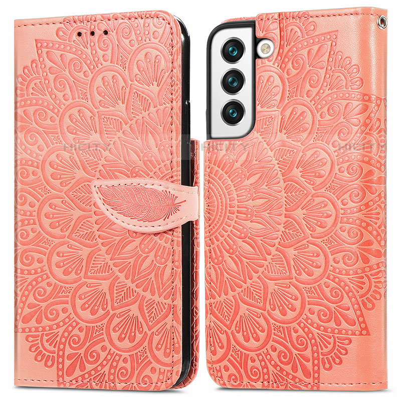 Coque Portefeuille Motif Fantaisie Livre Cuir Etui Clapet S04D pour Samsung Galaxy S21 FE 5G Orange Plus