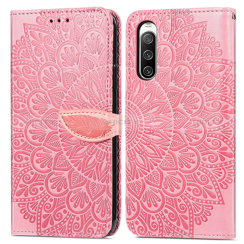 Coque Portefeuille Motif Fantaisie Livre Cuir Etui Clapet S04D pour Sony Xperia 10 V Or Rose Plus