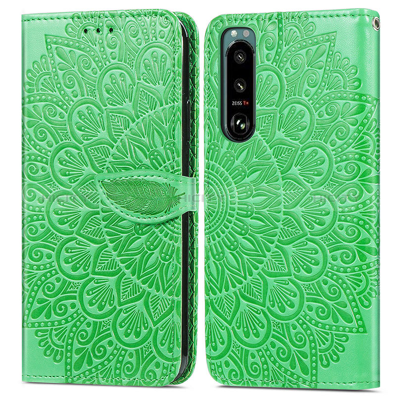 Coque Portefeuille Motif Fantaisie Livre Cuir Etui Clapet S04D pour Sony Xperia 5 IV Vert Plus