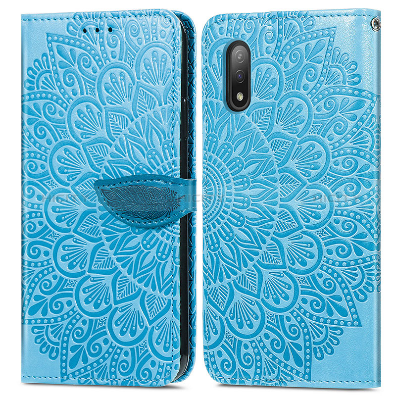 Coque Portefeuille Motif Fantaisie Livre Cuir Etui Clapet S04D pour Sony Xperia Ace II SO-41B Bleu Plus