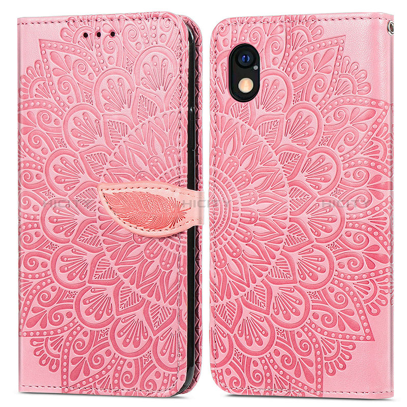 Coque Portefeuille Motif Fantaisie Livre Cuir Etui Clapet S04D pour Sony Xperia Ace III SO-53C Or Rose Plus