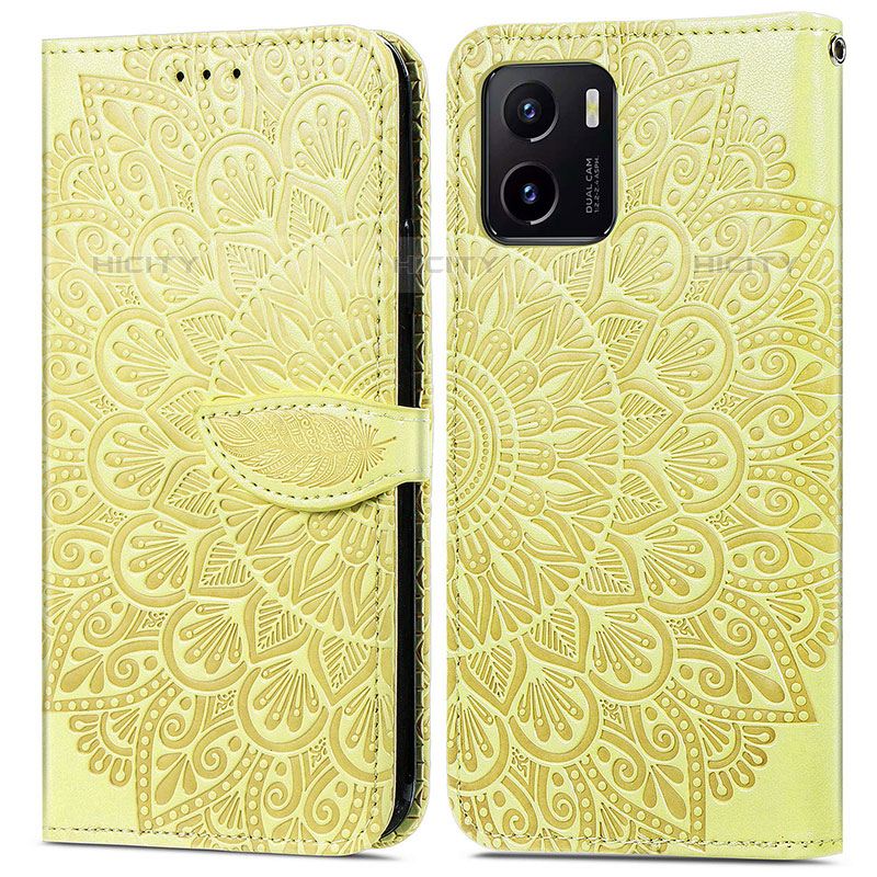 Coque Portefeuille Motif Fantaisie Livre Cuir Etui Clapet S04D pour Vivo iQOO U5x Jaune Plus