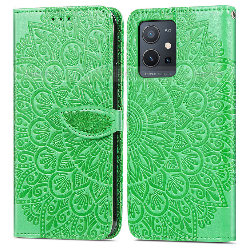 Coque Portefeuille Motif Fantaisie Livre Cuir Etui Clapet S04D pour Vivo iQOO Z6 5G Vert Plus