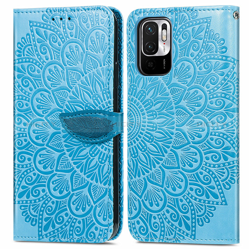 Coque Portefeuille Motif Fantaisie Livre Cuir Etui Clapet S04D pour Xiaomi POCO M3 Pro 5G Bleu Plus