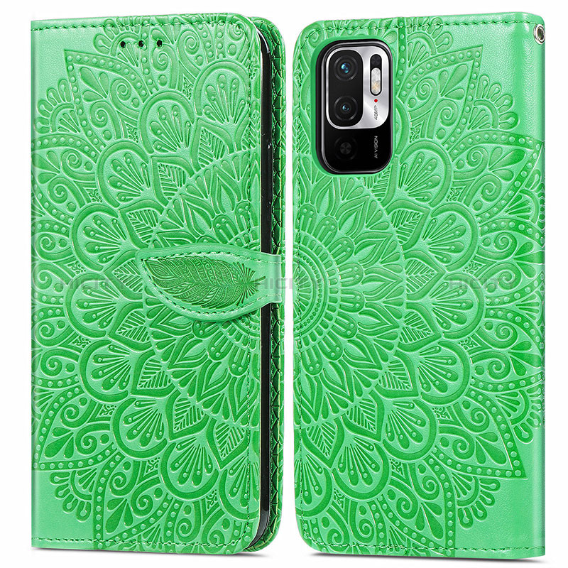 Coque Portefeuille Motif Fantaisie Livre Cuir Etui Clapet S04D pour Xiaomi POCO M3 Pro 5G Vert Plus