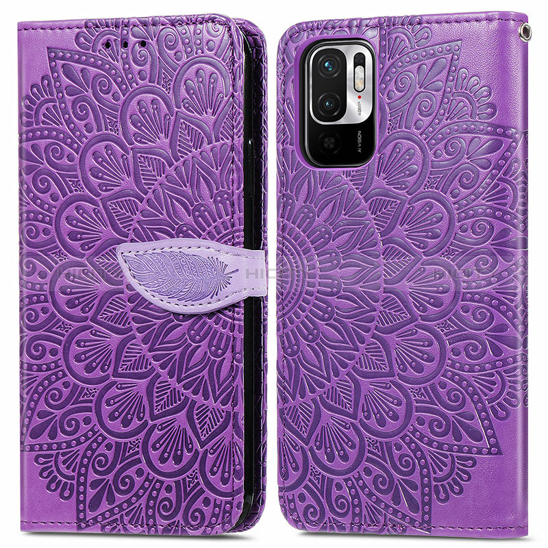 Coque Portefeuille Motif Fantaisie Livre Cuir Etui Clapet S04D pour Xiaomi POCO M3 Pro 5G Violet Plus