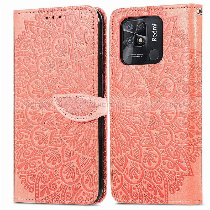 Coque Portefeuille Motif Fantaisie Livre Cuir Etui Clapet S04D pour Xiaomi Redmi 10 India Orange Plus