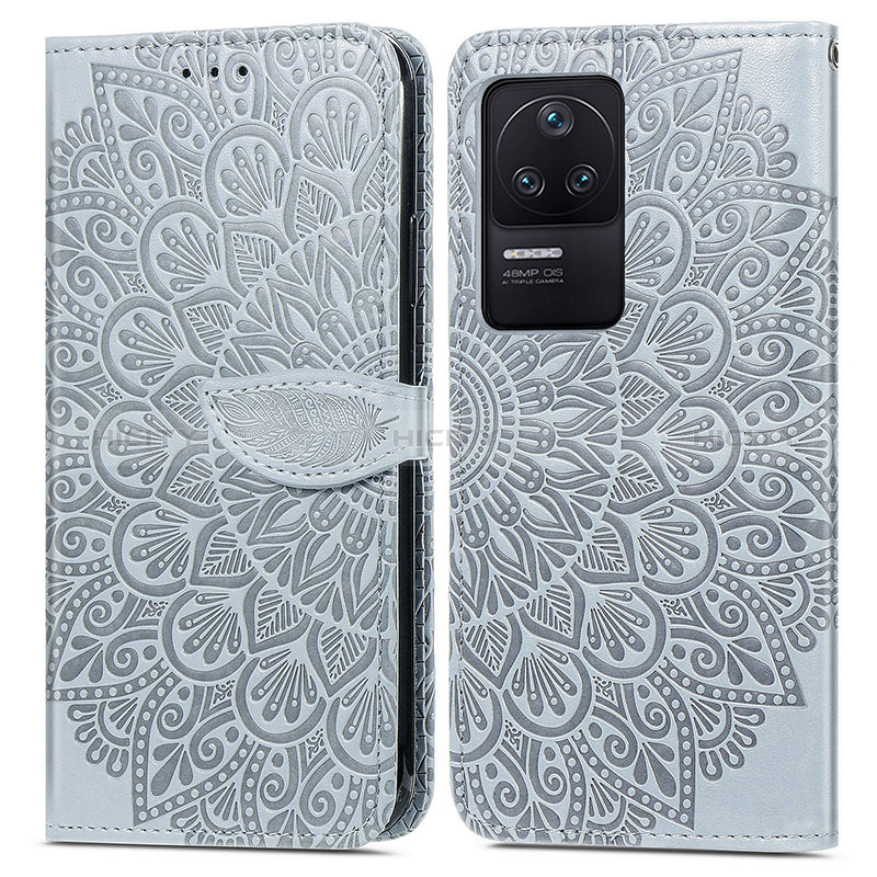 Coque Portefeuille Motif Fantaisie Livre Cuir Etui Clapet S04D pour Xiaomi Redmi K40S 5G Gris Plus