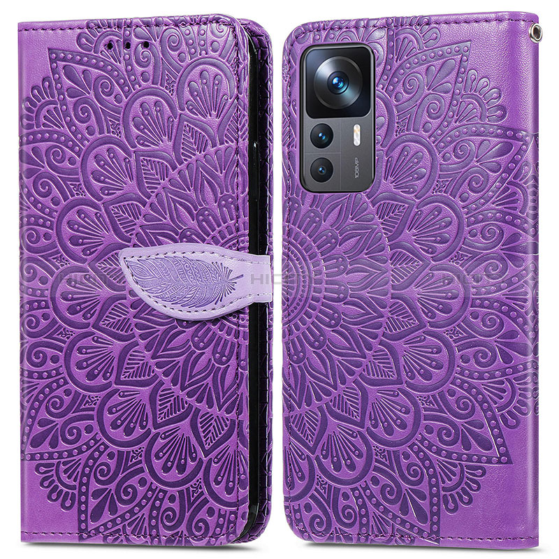 Coque Portefeuille Motif Fantaisie Livre Cuir Etui Clapet S04D pour Xiaomi Redmi K50 Ultra 5G Violet Plus