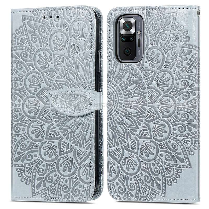 Coque Portefeuille Motif Fantaisie Livre Cuir Etui Clapet S04D pour Xiaomi Redmi Note 10 Pro 4G Gris Plus