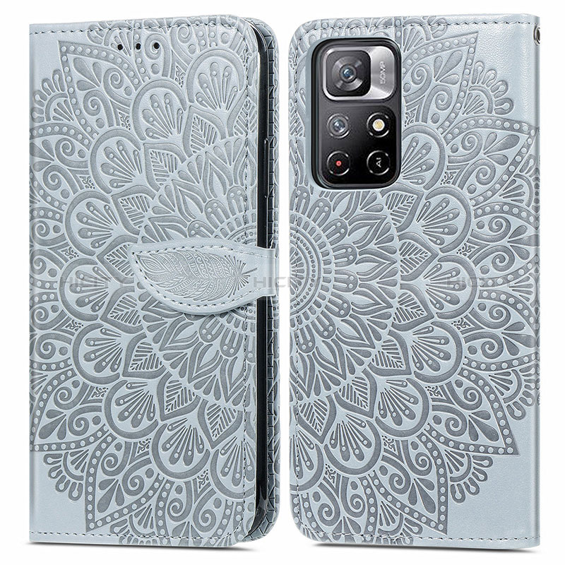 Coque Portefeuille Motif Fantaisie Livre Cuir Etui Clapet S04D pour Xiaomi Redmi Note 11 5G Gris Plus