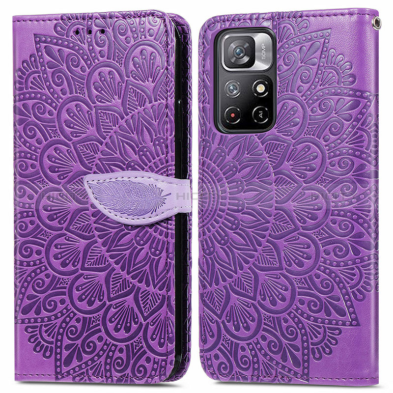 Coque Portefeuille Motif Fantaisie Livre Cuir Etui Clapet S04D pour Xiaomi Redmi Note 11 5G Violet Plus