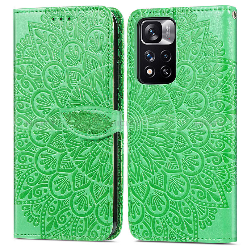 Coque Portefeuille Motif Fantaisie Livre Cuir Etui Clapet S04D pour Xiaomi Redmi Note 11 Pro+ Plus 5G Vert Plus