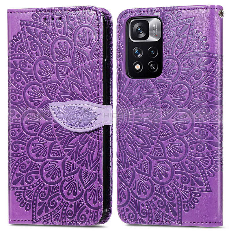 Coque Portefeuille Motif Fantaisie Livre Cuir Etui Clapet S04D pour Xiaomi Redmi Note 11 Pro+ Plus 5G Violet Plus