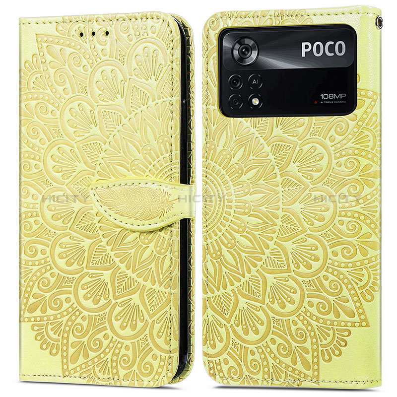 Coque Portefeuille Motif Fantaisie Livre Cuir Etui Clapet S04D pour Xiaomi Redmi Note 11E Pro 5G Jaune Plus