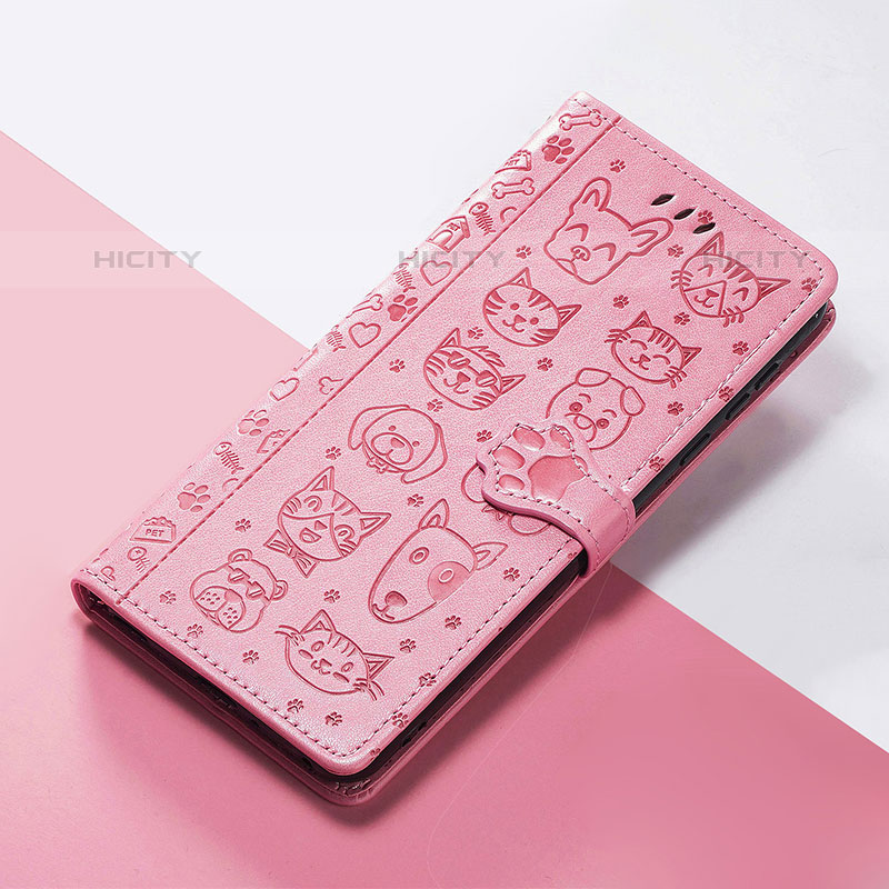 Coque Portefeuille Motif Fantaisie Livre Cuir Etui Clapet S05D pour Google Pixel 6a 5G Rose Plus