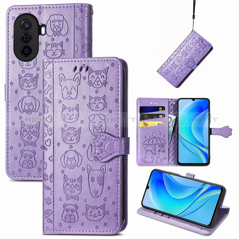 Coque Portefeuille Motif Fantaisie Livre Cuir Etui Clapet S05D pour Huawei Enjoy 50 Plus