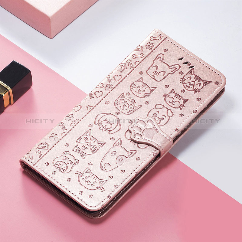 Coque Portefeuille Motif Fantaisie Livre Cuir Etui Clapet S05D pour Huawei Honor Magic5 5G Or Rose Plus