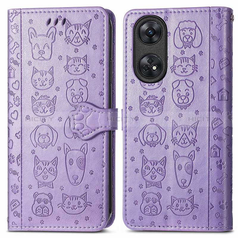 Coque Portefeuille Motif Fantaisie Livre Cuir Etui Clapet S05D pour Oppo Reno8 T 4G Violet Plus