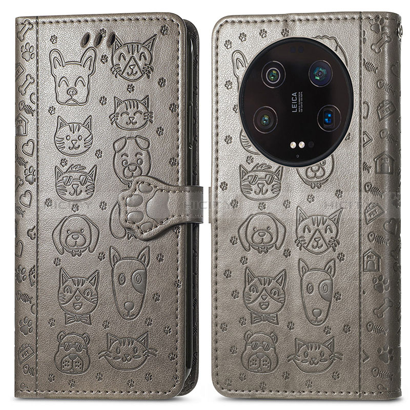 Coque Portefeuille Motif Fantaisie Livre Cuir Etui Clapet S05D pour Xiaomi Mi 13 Ultra 5G Gris Plus