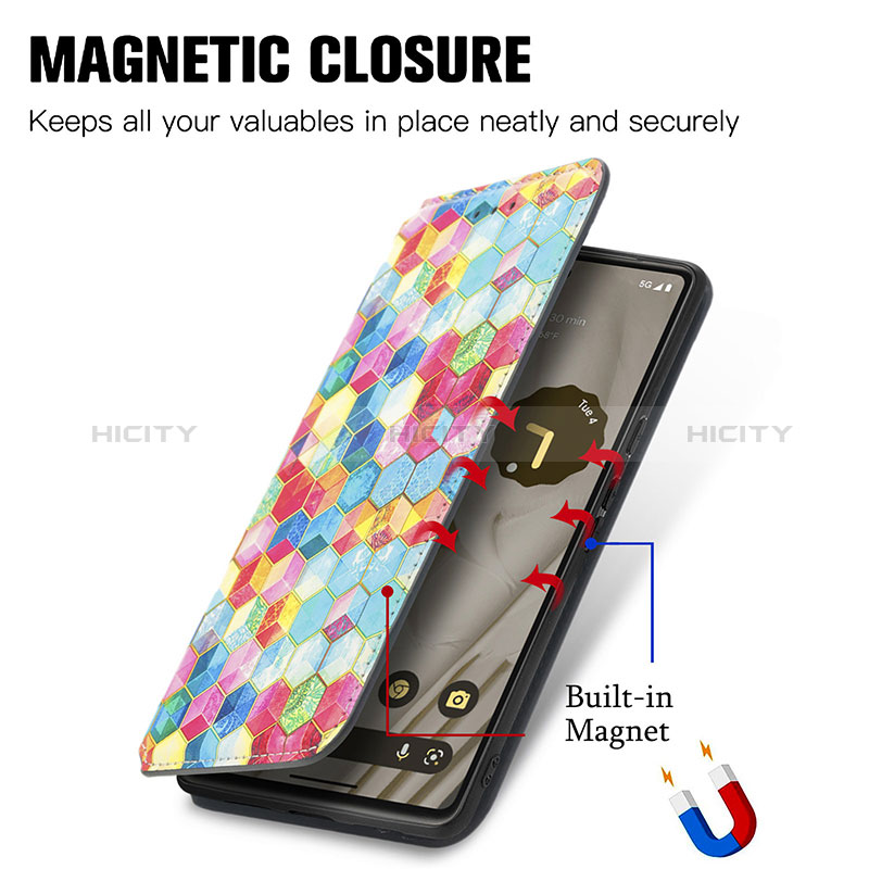 Coque Portefeuille Motif Fantaisie Livre Cuir Etui Clapet S06D pour Google Pixel 7a 5G Plus