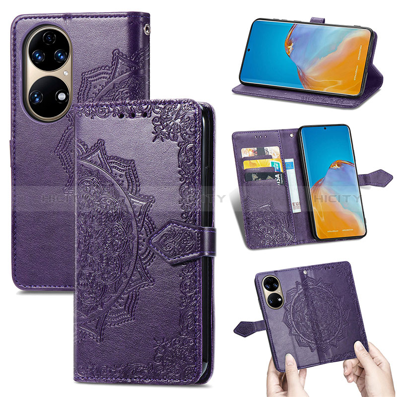 Coque Portefeuille Motif Fantaisie Livre Cuir Etui Clapet S07D pour Huawei P50 Pro Plus