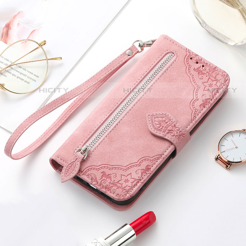 Coque Portefeuille Motif Fantaisie Livre Cuir Etui Clapet S07D pour Samsung Galaxy S21 5G Or Rose Plus